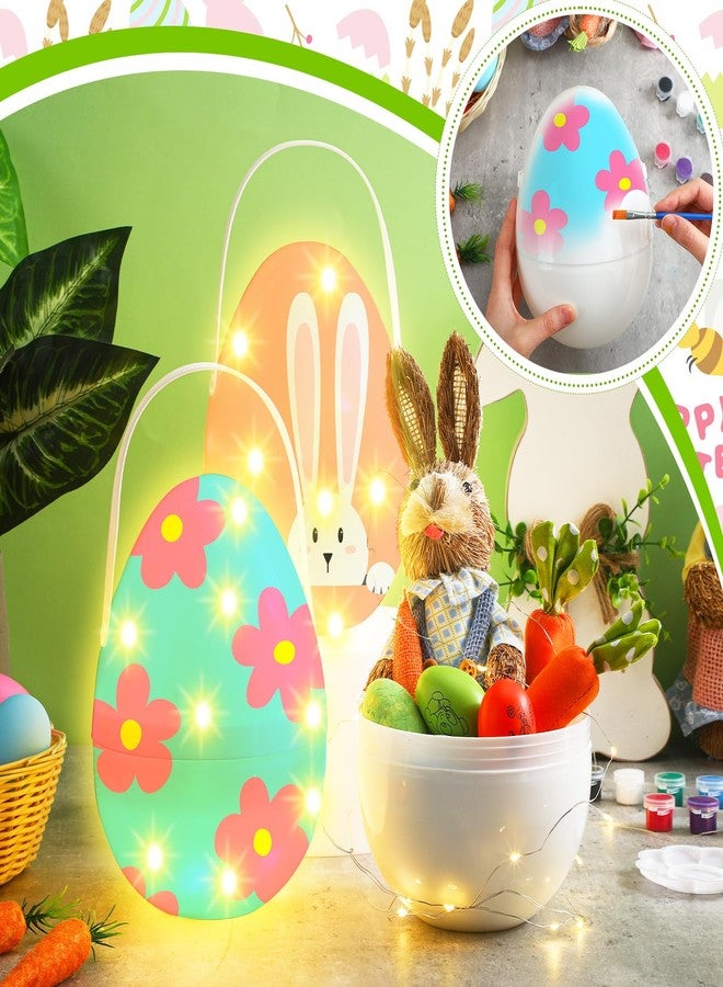 Colingmill 4 Sets Jumbo Easter Egg Plastic Fillable 10 Inch Giant Paintable Eggs with Handles Large White DIY Containers Paint Your Own Egg Lamp Kit for Easter Decor Basket Stuffers Fillers - Image 4